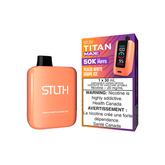 Peach White Grape Ice STLTH Titan Max Disposable Vape – up to 50,000 puffs! Enjoy the juicy flavor of peach and white grape, complemented by a cool, refreshing finish., 30ML capacity, and rechargeable power.